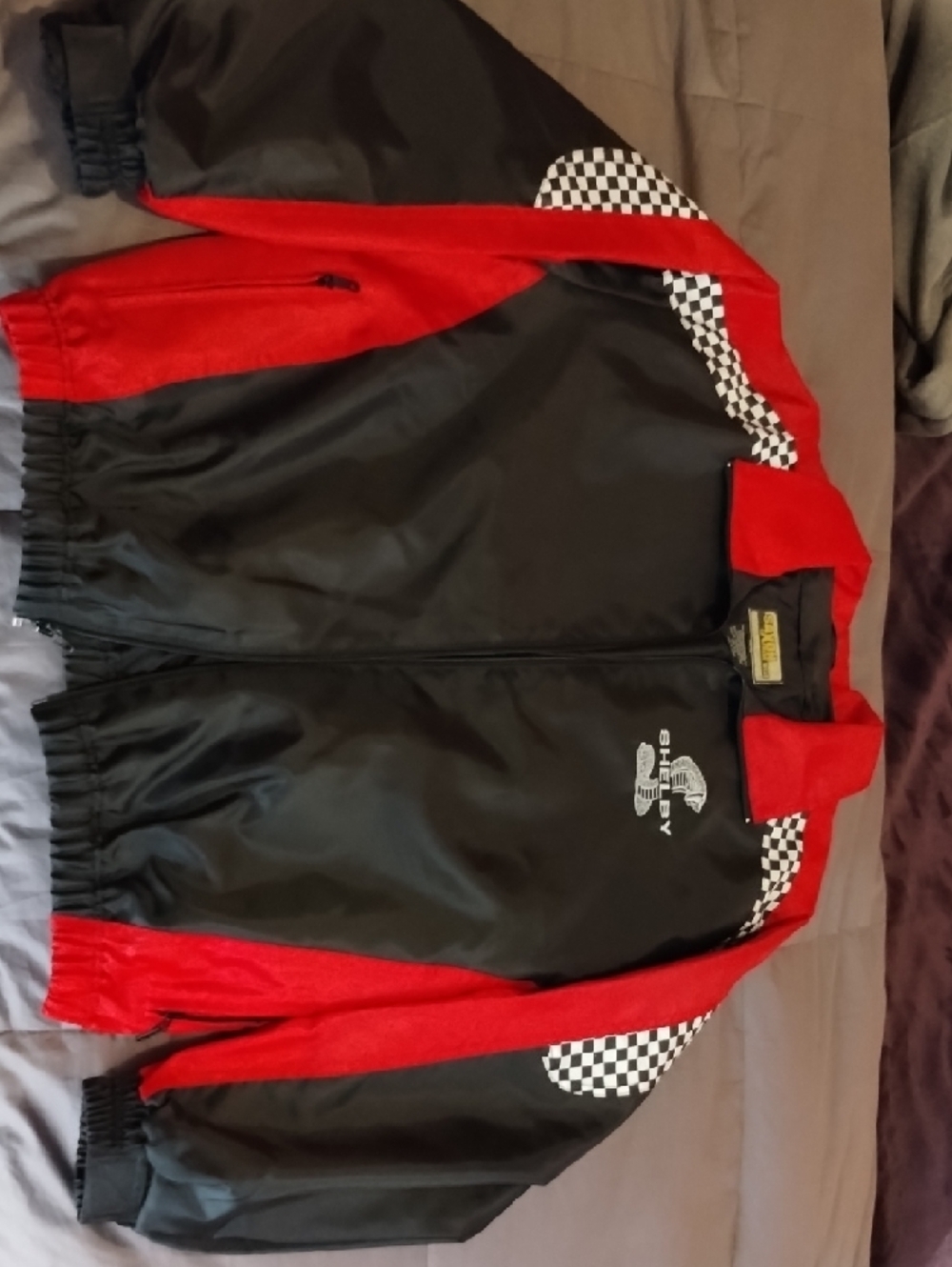 Shelby Black and Red Racing-Style Windbreaker Jacket NwoT